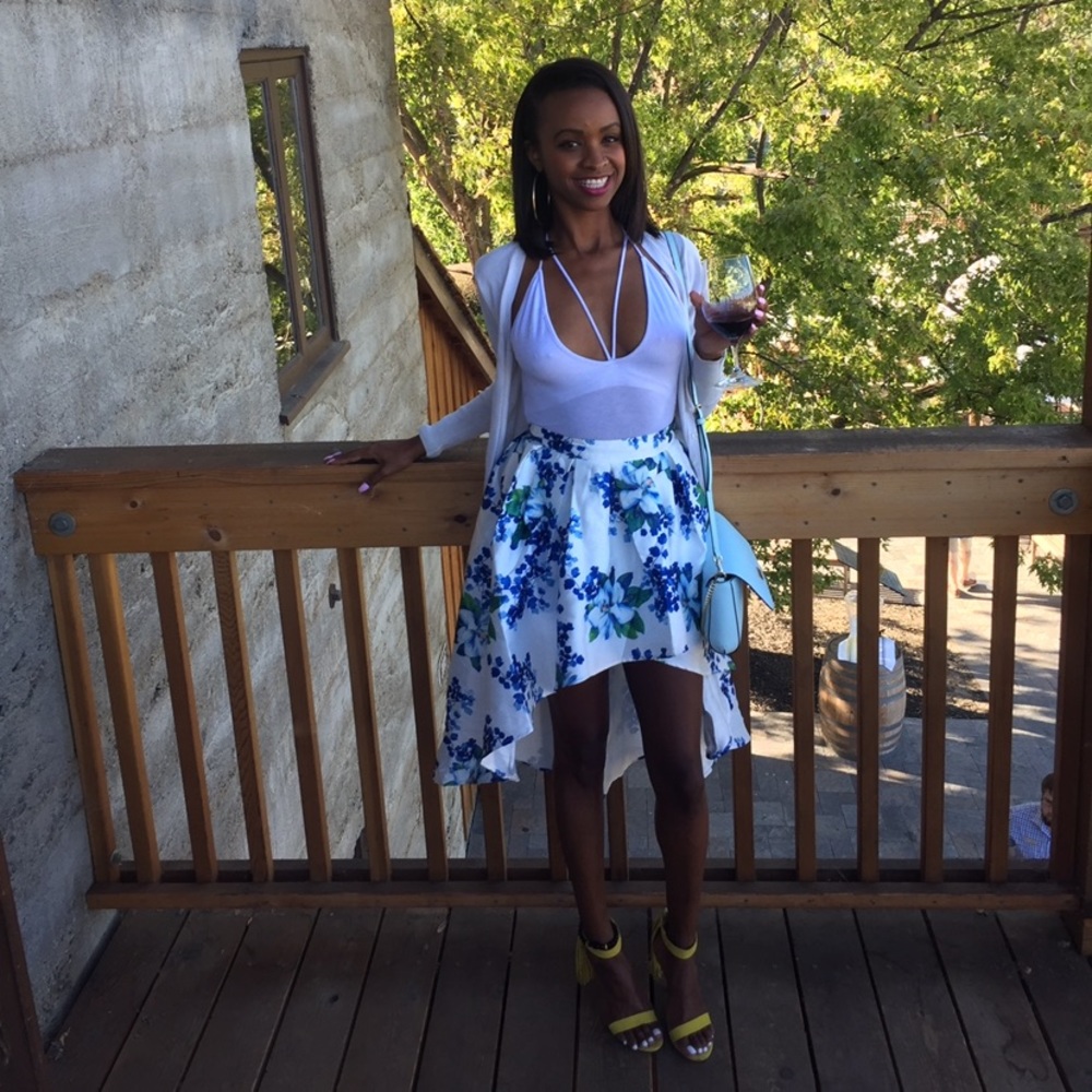 Forever 21 floral high low skirt